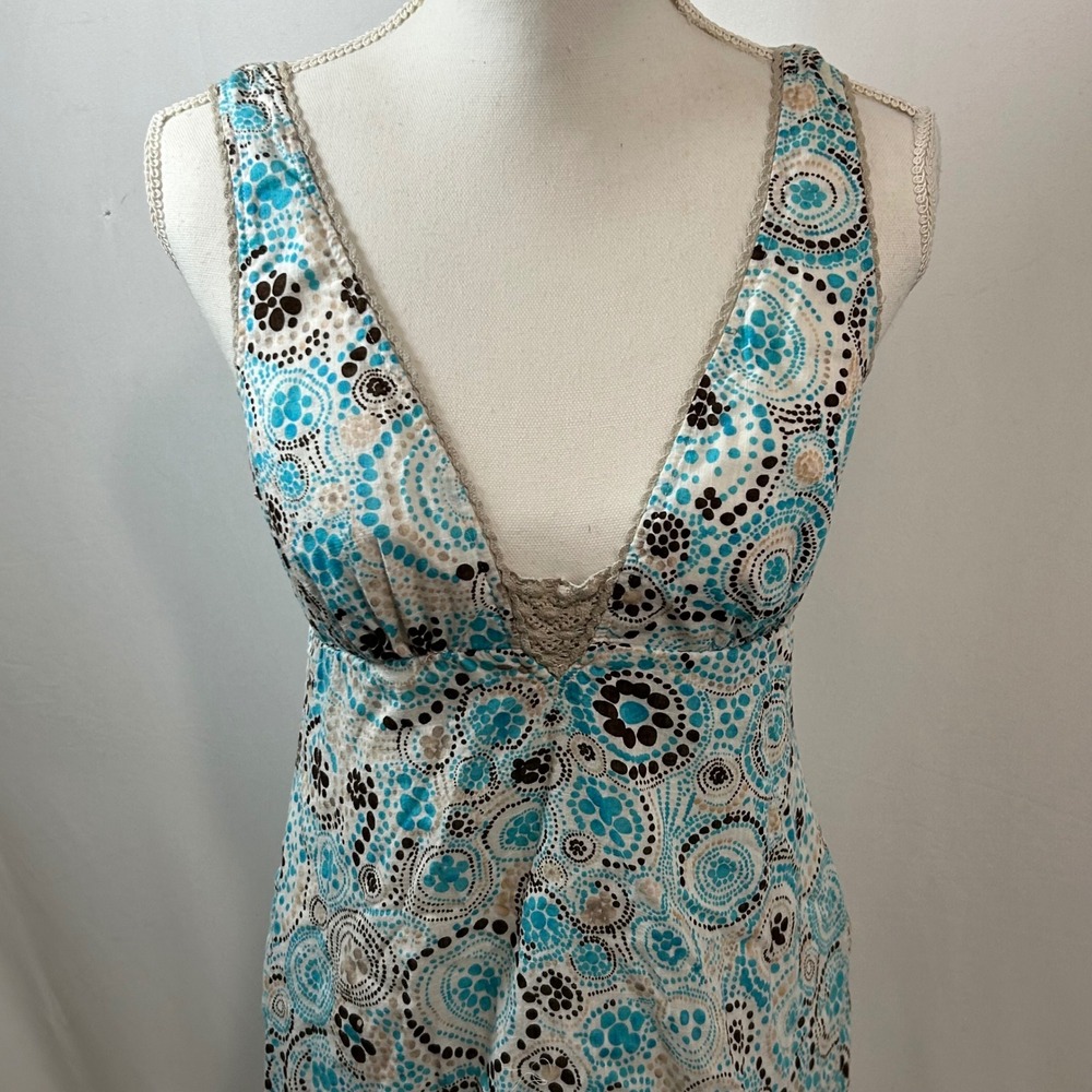 Free People‎ Mini Dress Size 8 Blue Brown Floral Print Sleeveless Summer - Picture 2 of 5